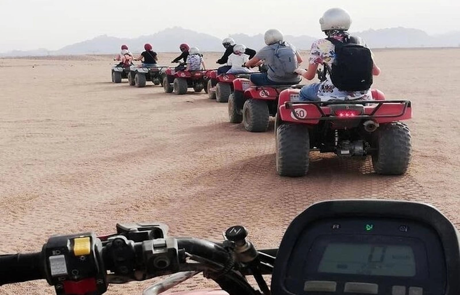 ATV quad bike crossing the open Eastern Desert near Marsa Alam